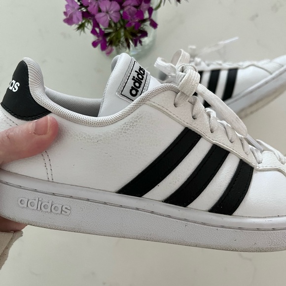 Adidas White and Black Striped Sneakers - Picture 4 of 6
